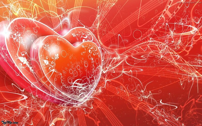 Red hearts with abstract swirls
