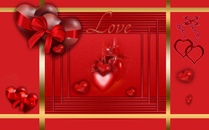 Red Hearts with Bow