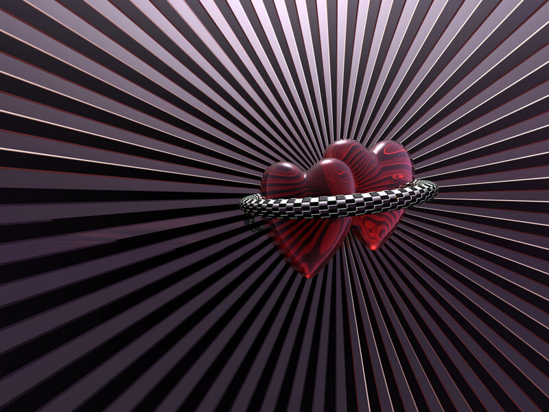 Red hearts with checkered ring