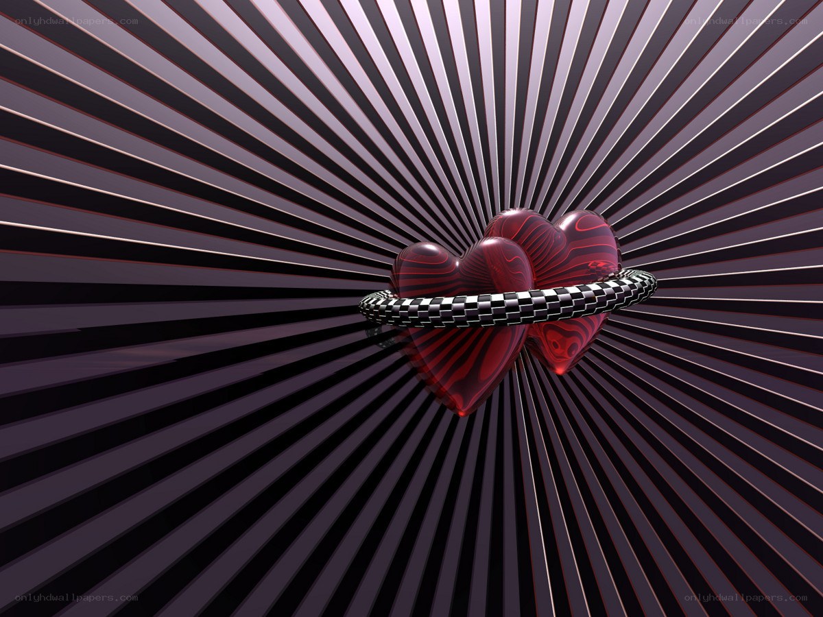 Red hearts with checkered ring