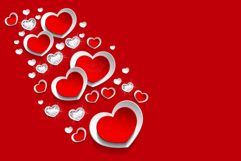 Red Hearts with Diamonds — Romantic