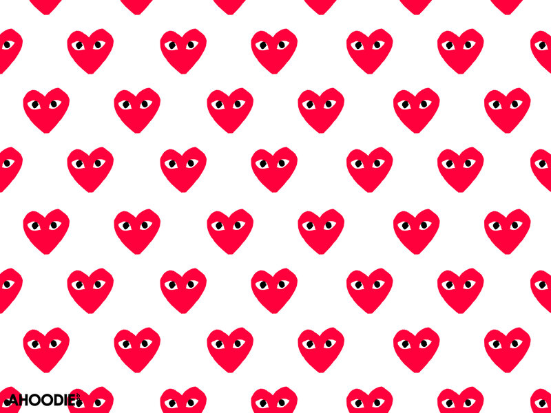 red hearts with eyes pattern
