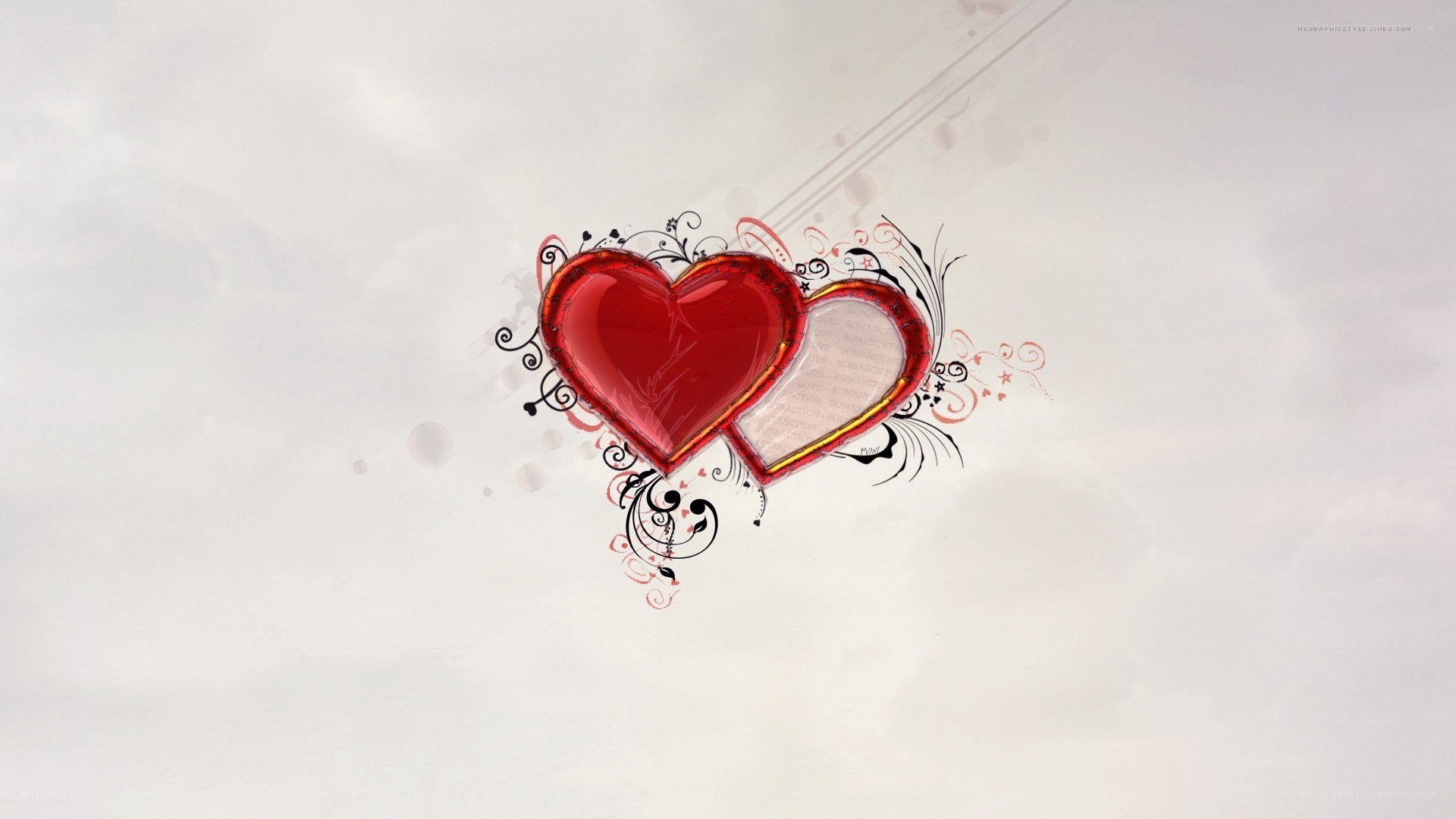 red hearts with floral design