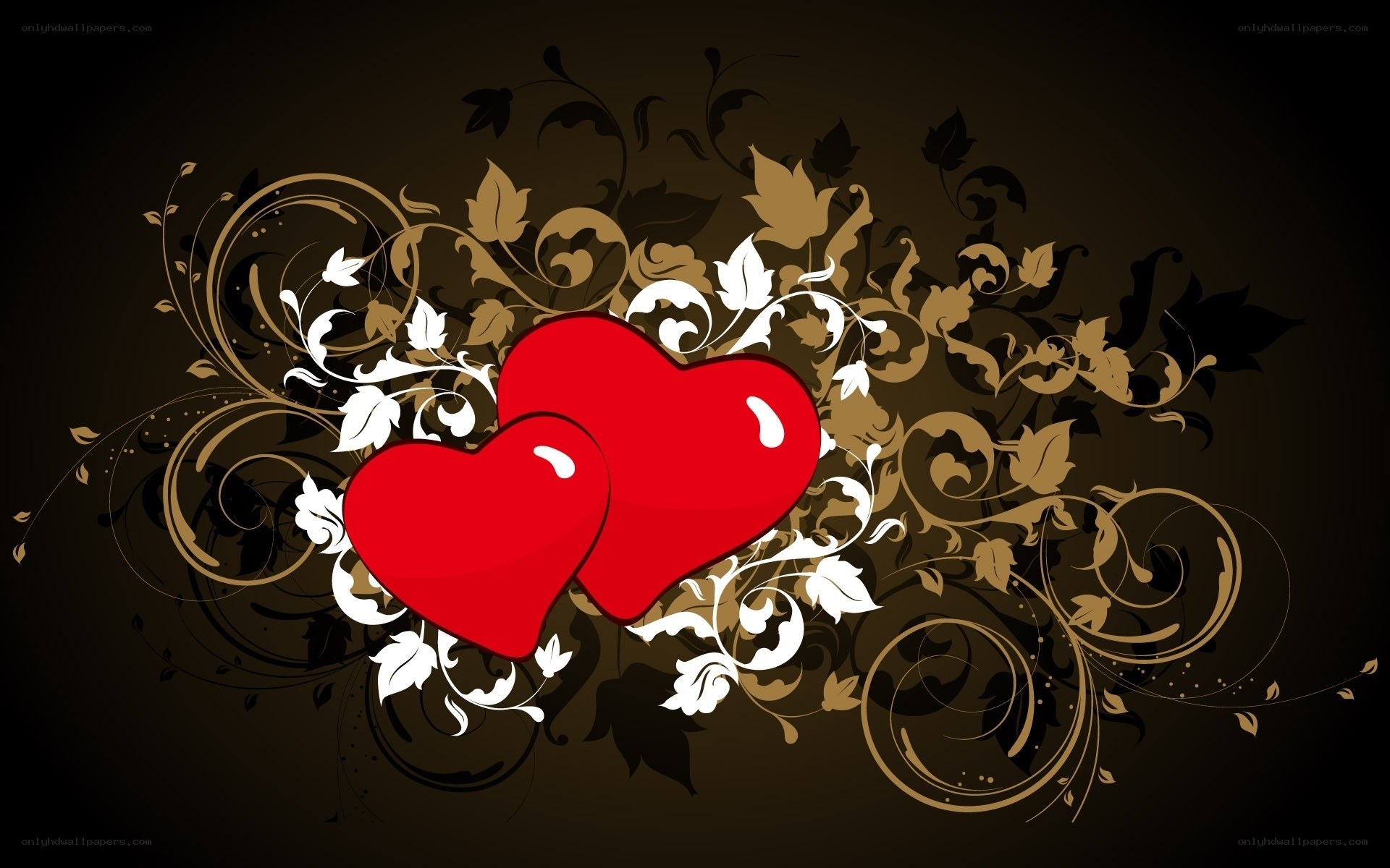 red hearts with floral design