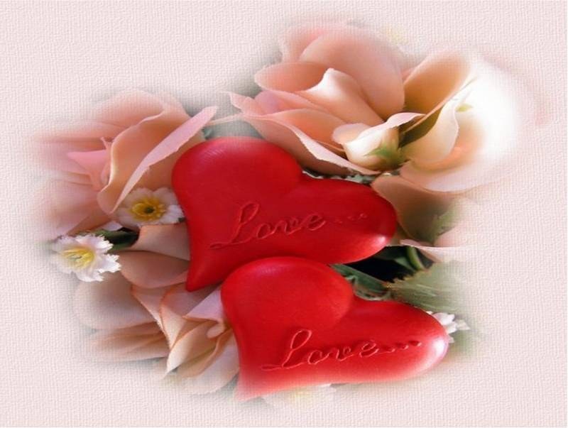 red hearts with flowers