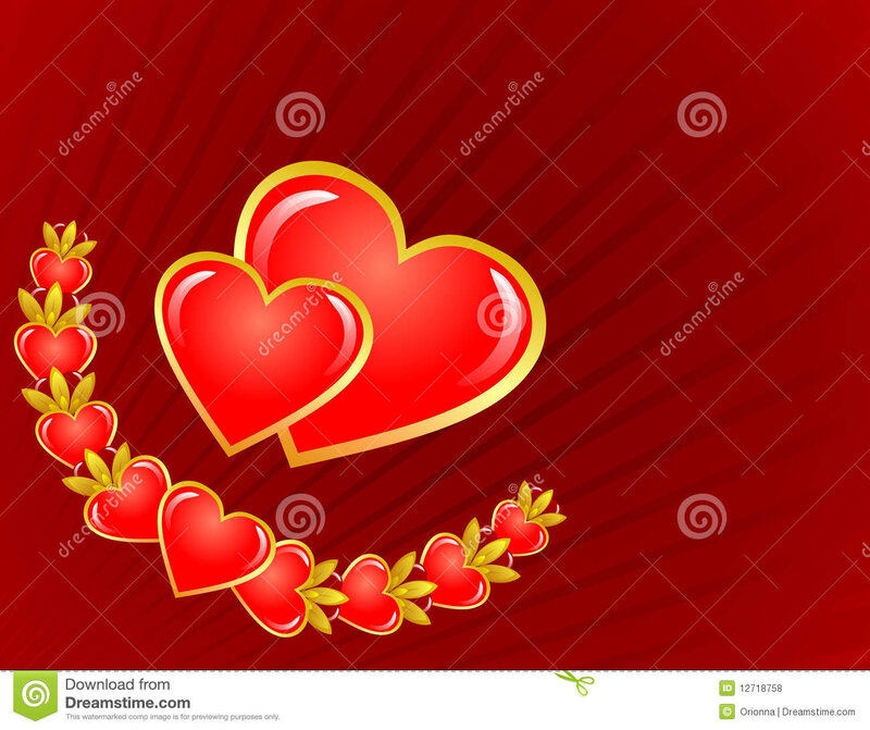 Red Hearts with Gold Outline