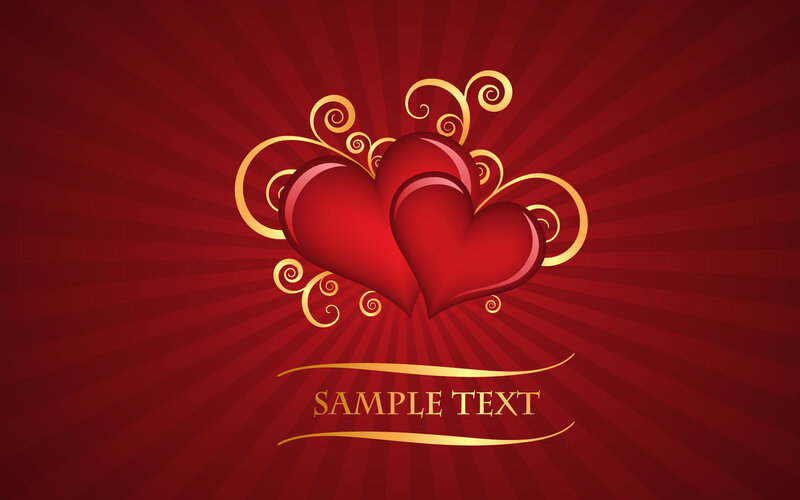 red hearts with golden swirls