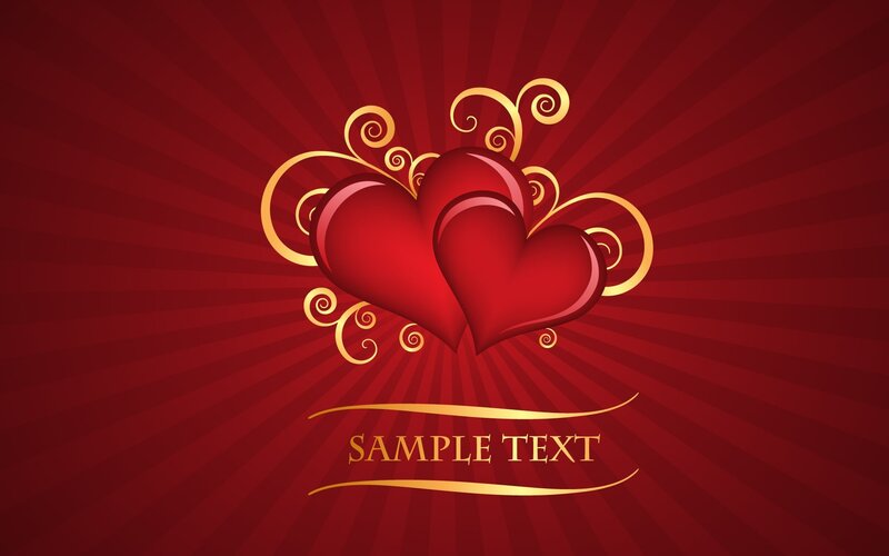 red hearts with golden swirls