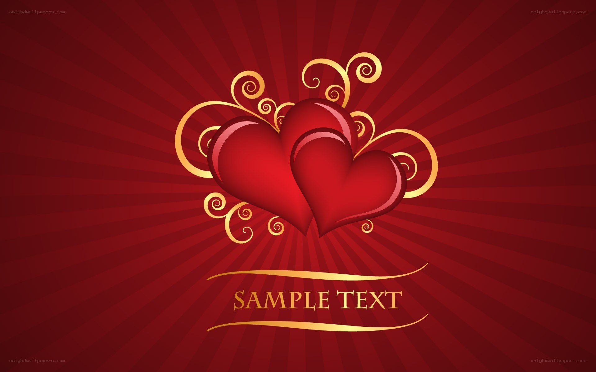 red hearts with golden swirls