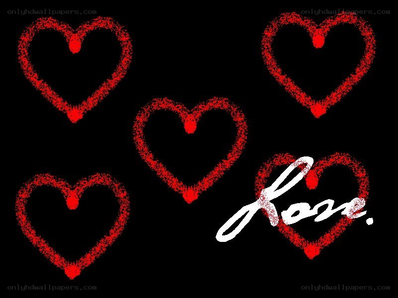 red hearts with love text