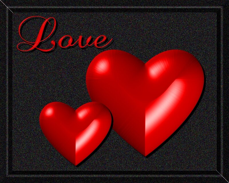 Red hearts with 'Love' text