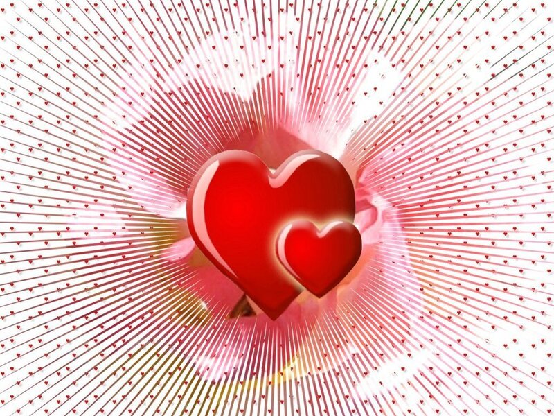 red hearts with radiating lines