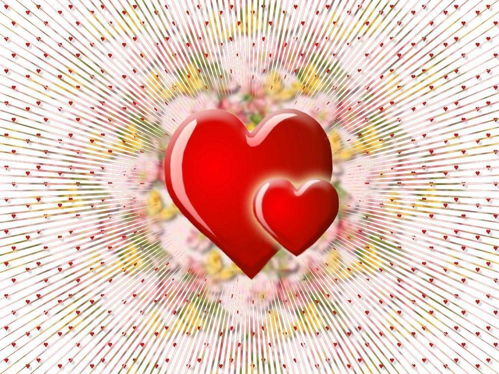 Red hearts with radiating pattern