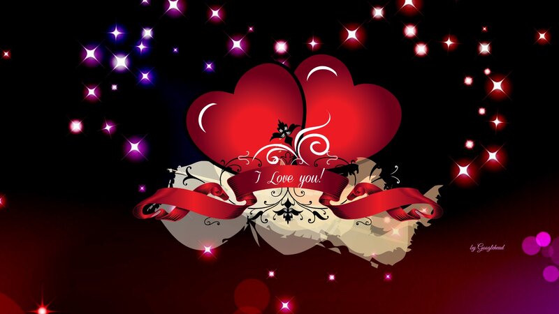 Red Hearts with Ribbon — Black