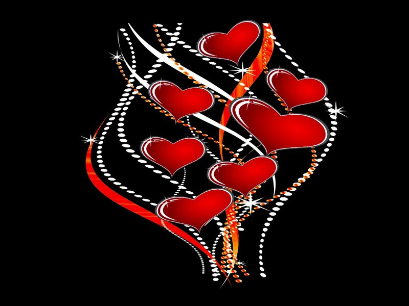 Red Hearts with Ribbons