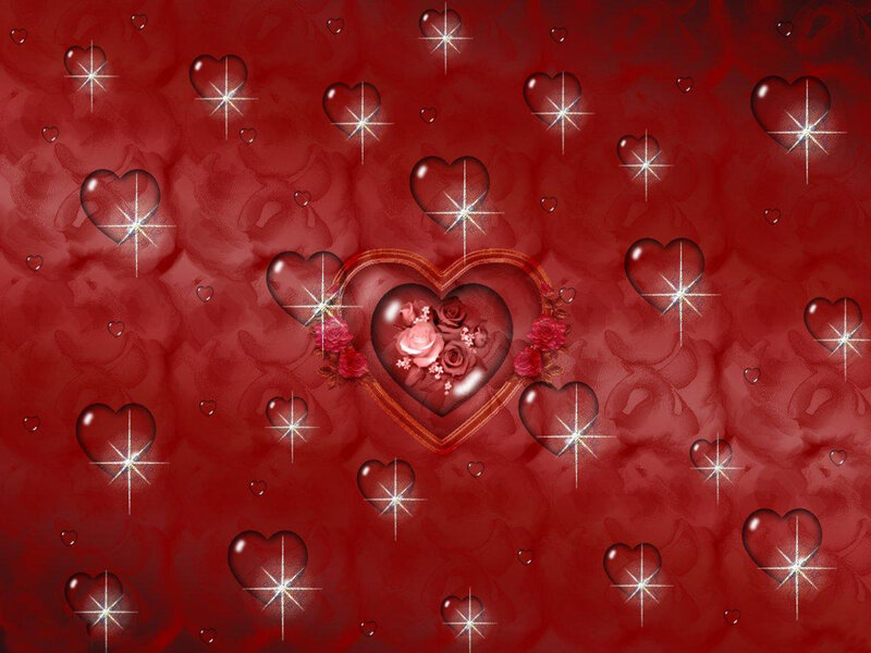 Red hearts with roses