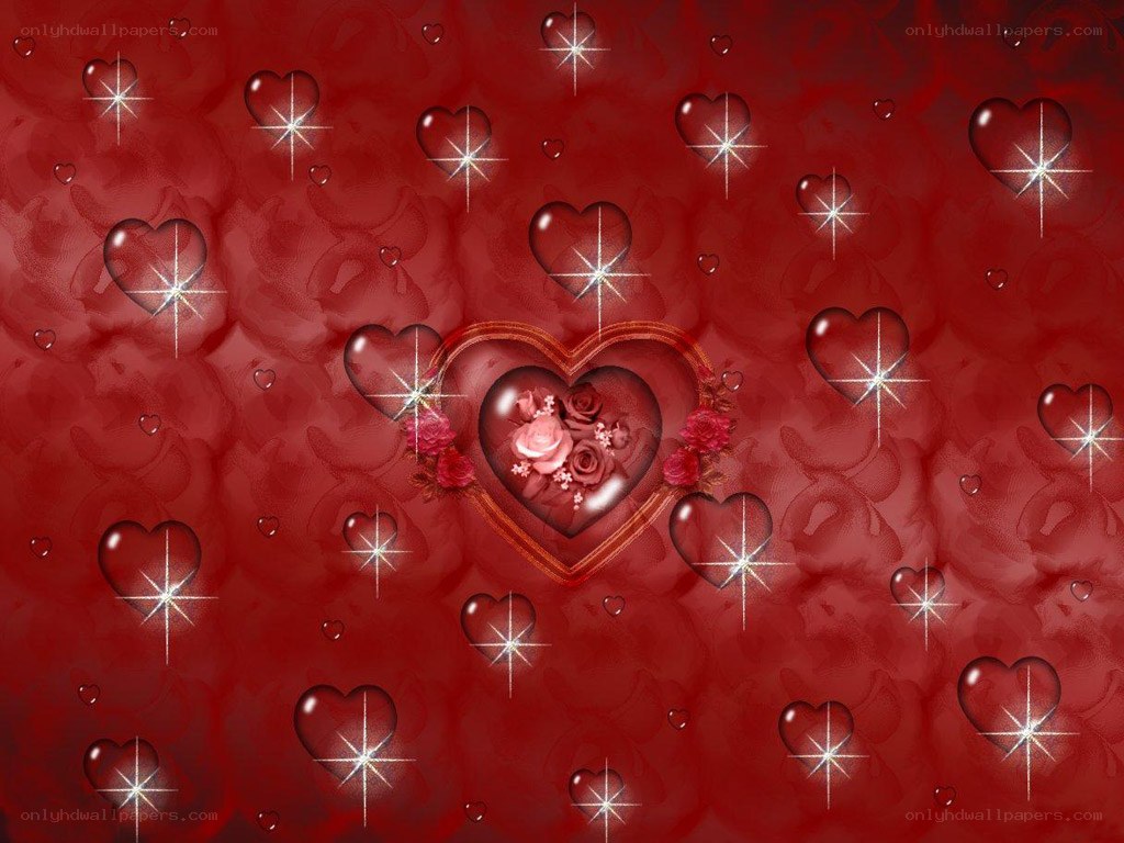 Red hearts with roses