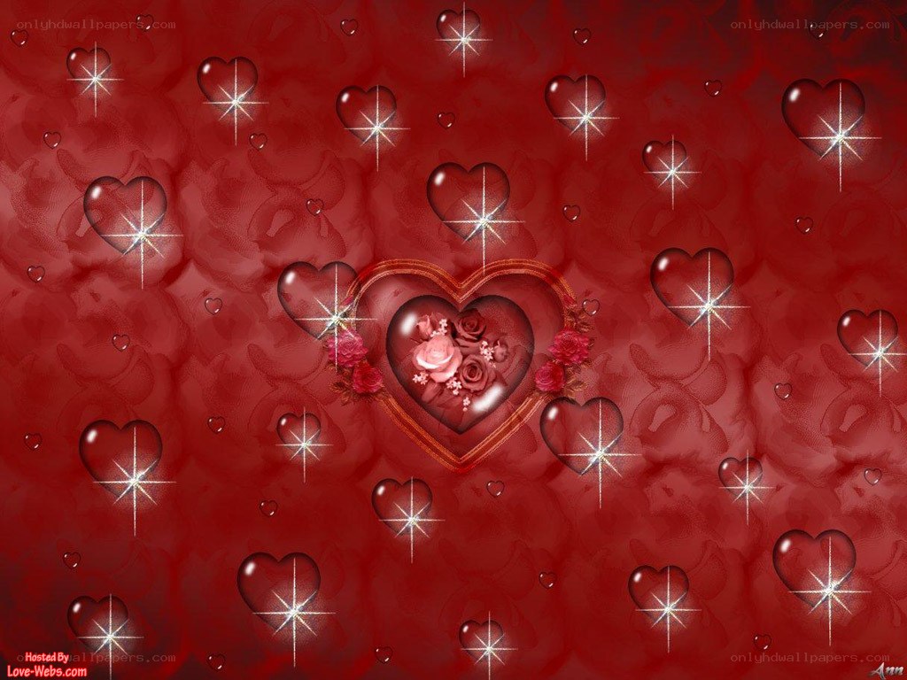 Red hearts with roses