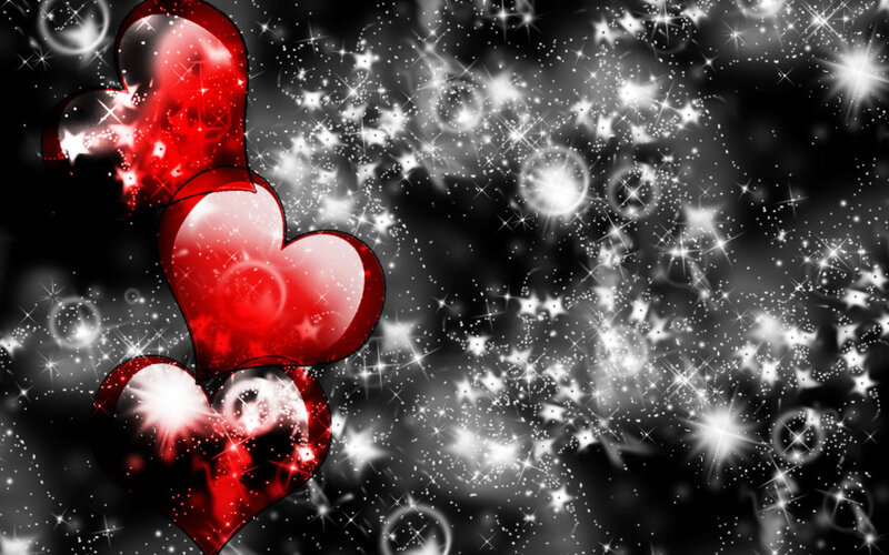red hearts with sparkles
