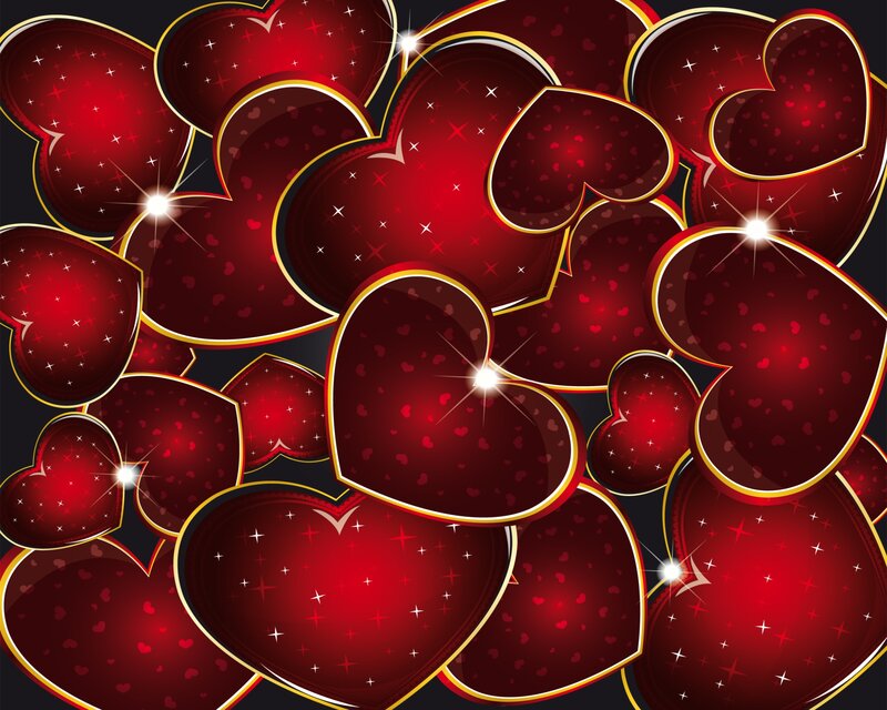 Red Hearts with Sparkles — Festive
