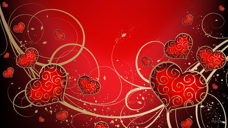 Red Hearts with Swirls — Romantic