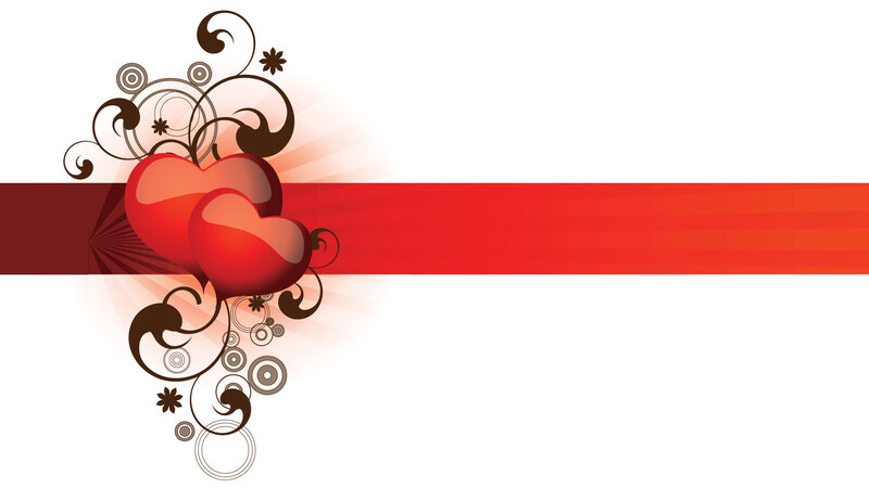 Red Hearts with Swirls — Romantic, Vector Art