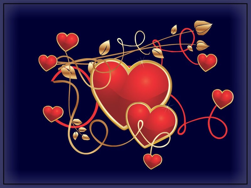 Red Hearts with Vines