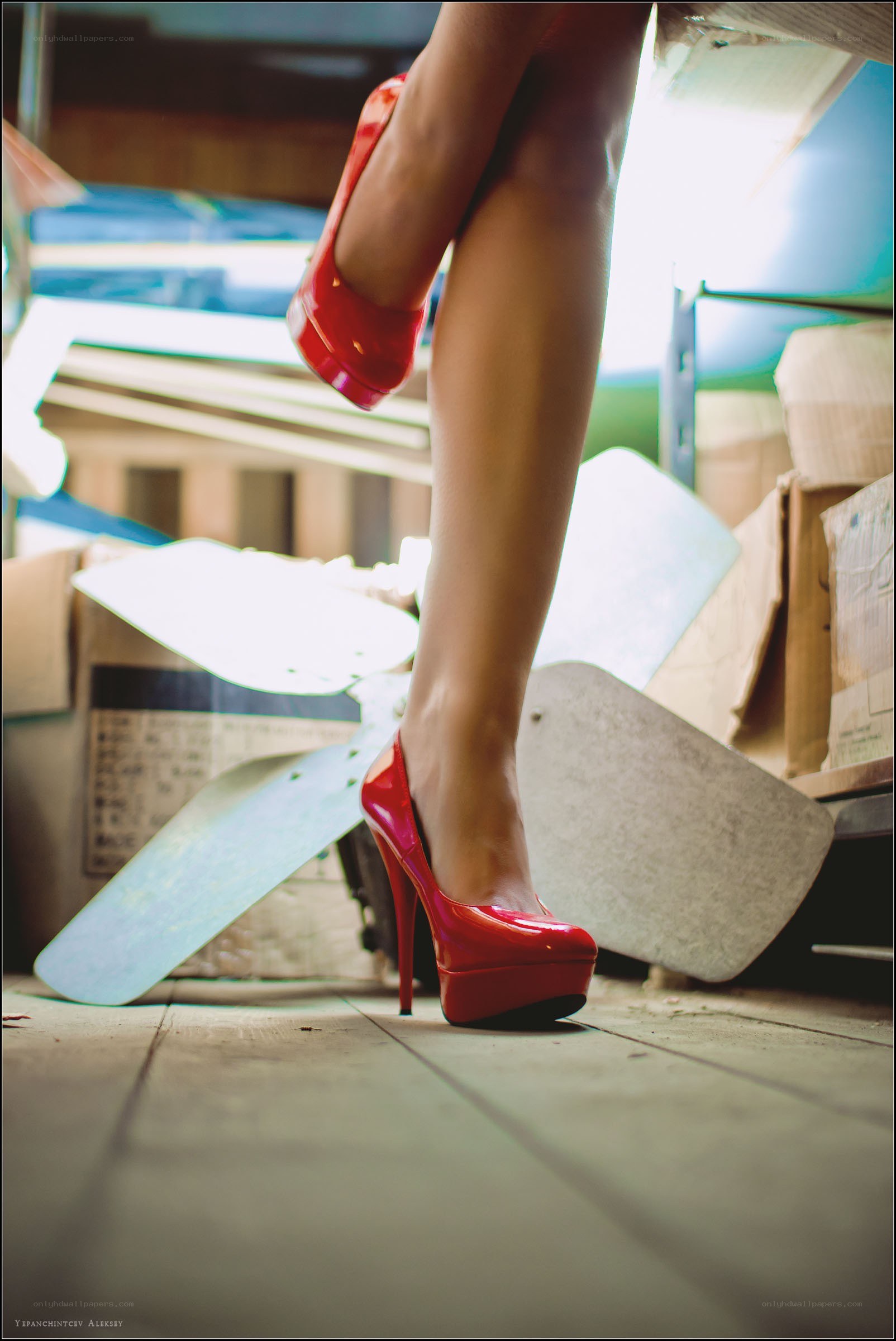 red heels in a storage room