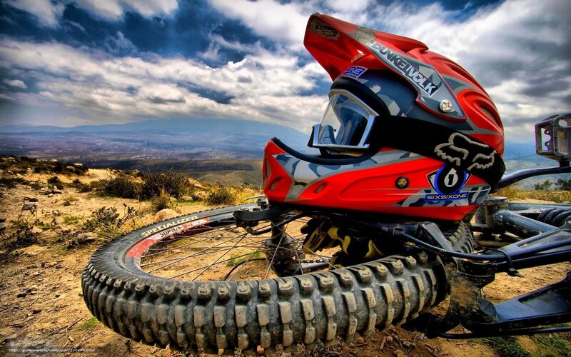 Red Helmet on Bike