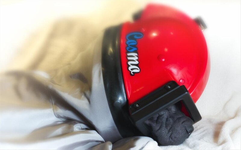 Red Helmet on Fabric