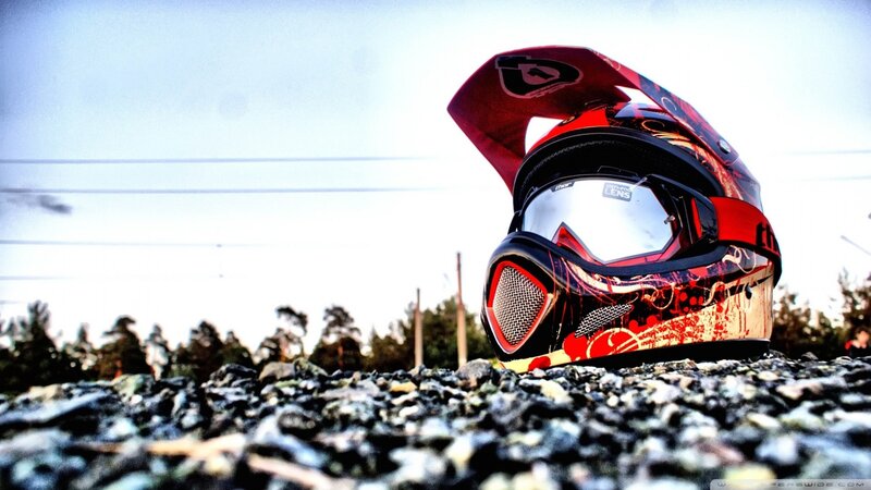 red helmet on gravel