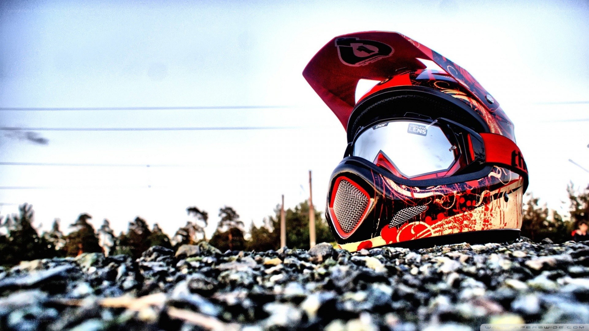 red helmet on gravel