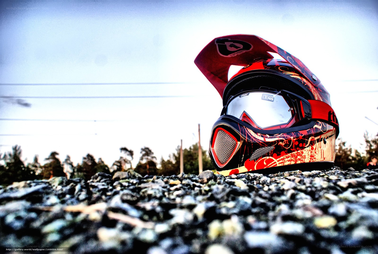 red helmet on gravel
