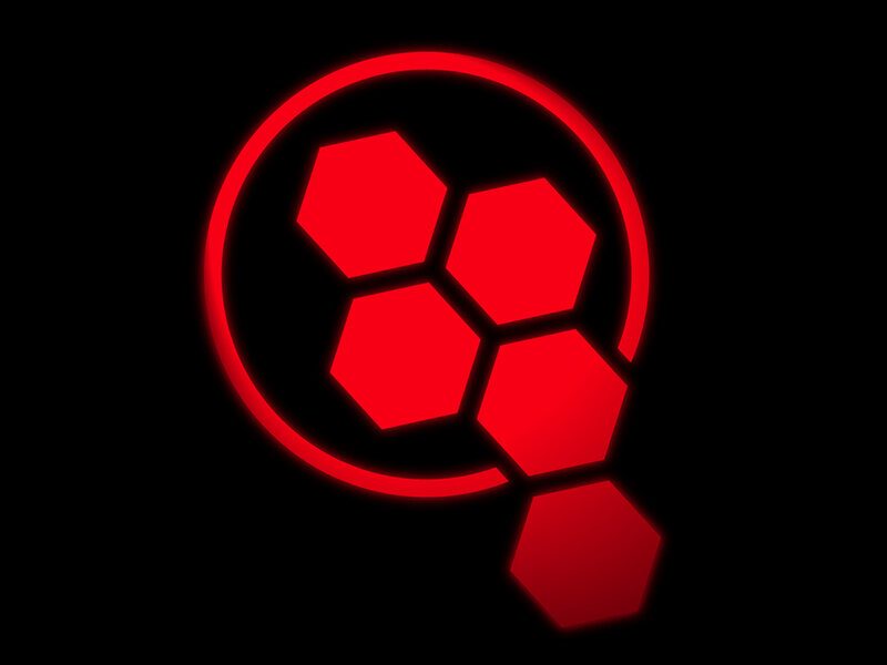 red hexagon logo