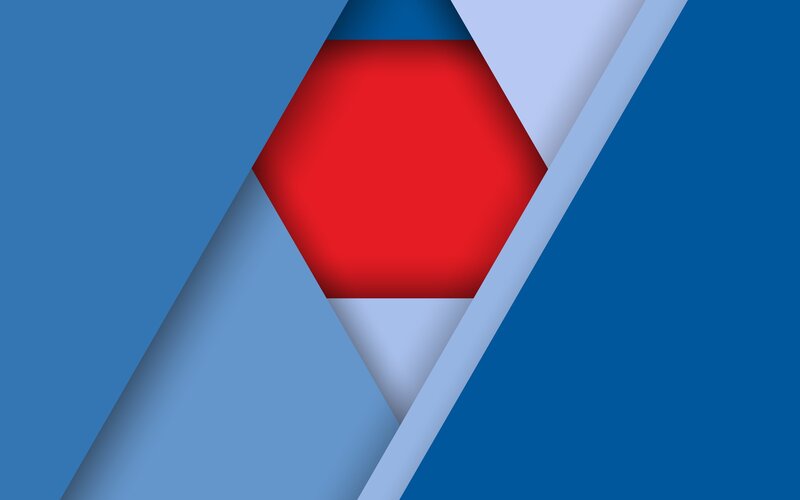 Red Hexagon on Blue