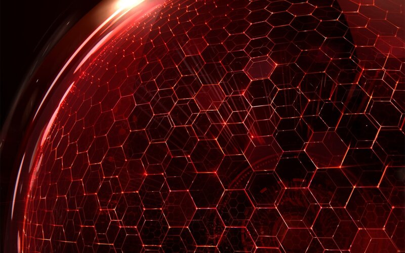 Red Hexagonal Grid Sphere