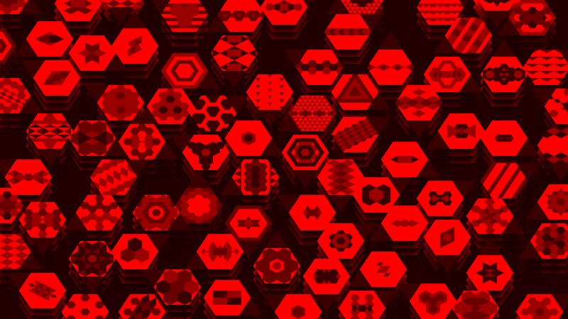 Red Hexagonal Pattern — Dark, Abstract, Hexagons, Geometric Shapes