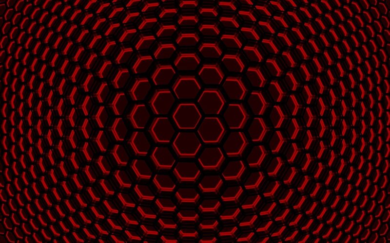 Red Hexagonal Pattern — Dark, Abstract