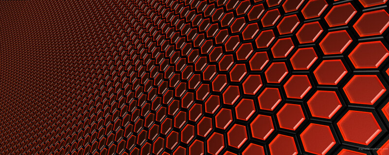 Red Hexagonal Pattern — Technological, Digital Art