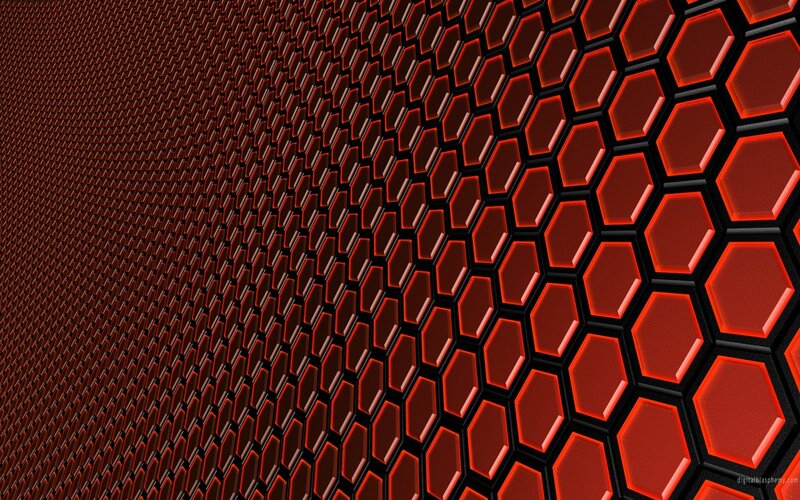 Red Hexagonal Pattern — Technological