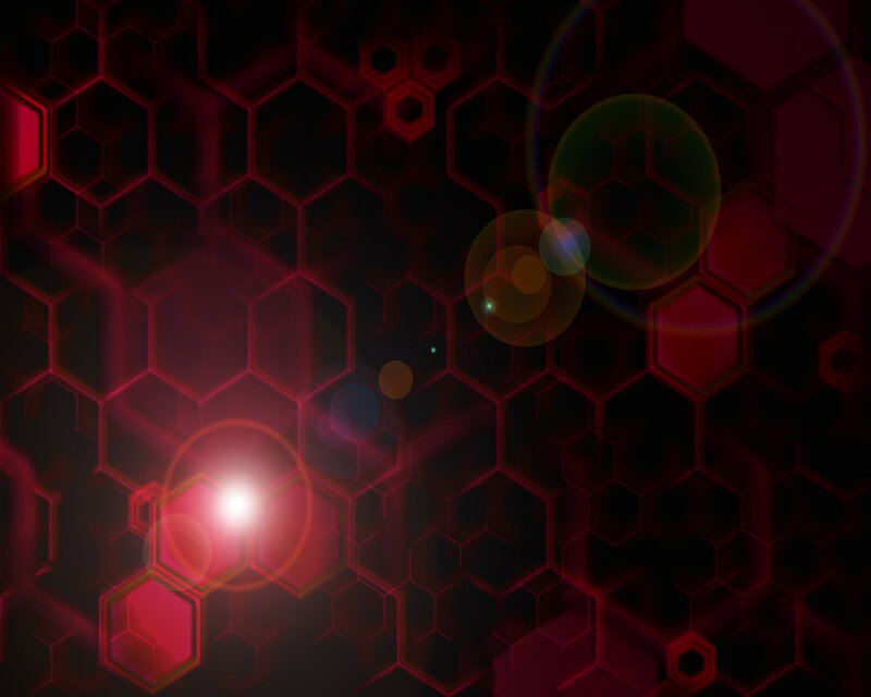 Red hexagonal pattern with lens flares
