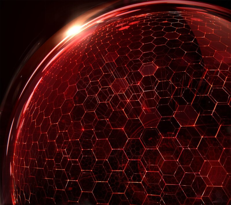 Red Hexagonal Sphere — Dramatic