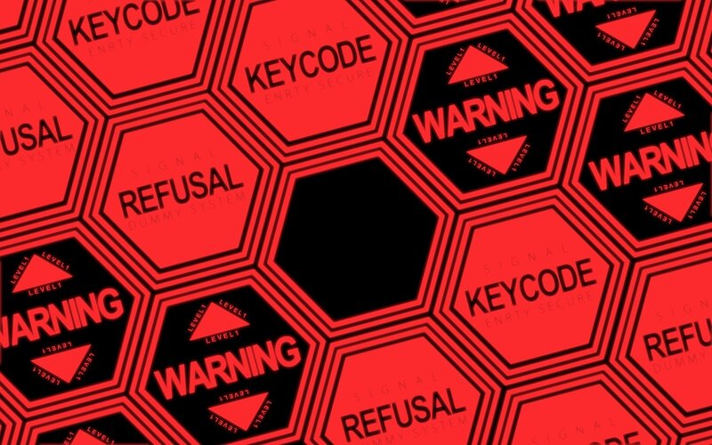 red hexagonal warning pattern