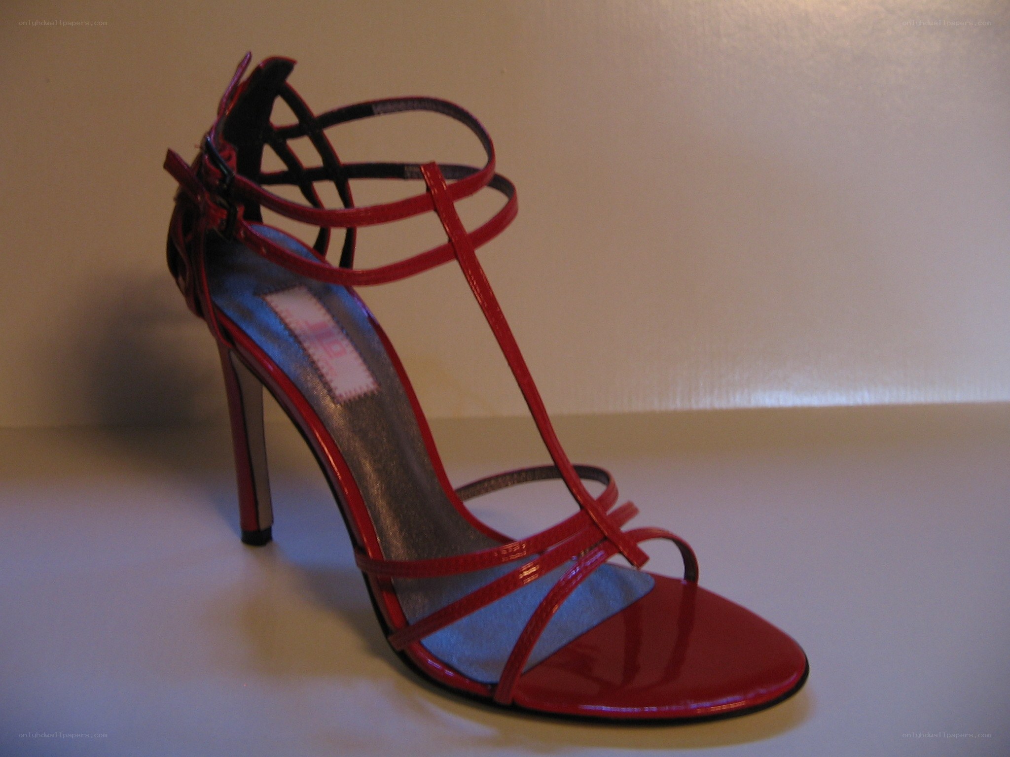 Red high-heeled sandal