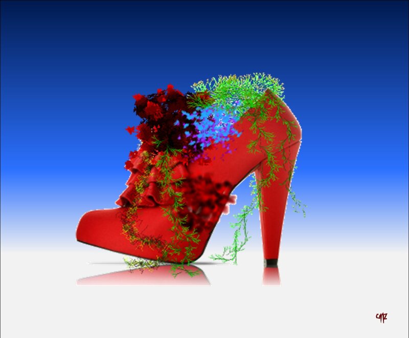 Red High-heeled Shoe — Dramatic, Digital Art