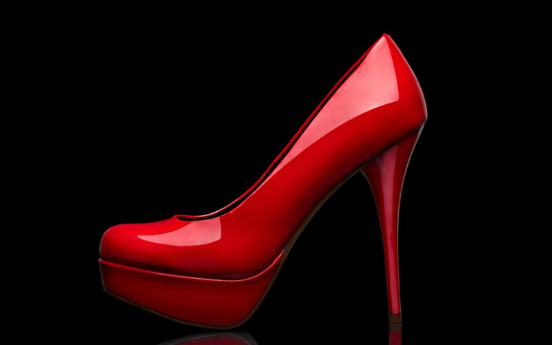 Red High-heeled Shoe — Dramatic, Photograph, Platform Sole, Stiletto Heel