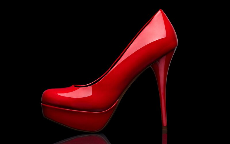 Red High-heeled Shoe — Dramatic, Photograph, Platform Sole