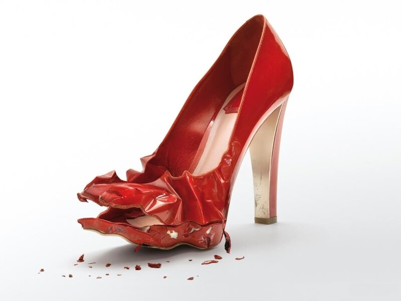 Red High-heeled Shoe — Dramatic, Photograph