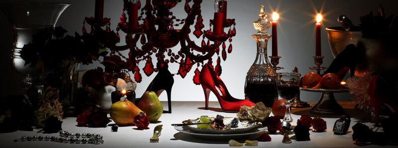 Red High-heeled Shoes — Black