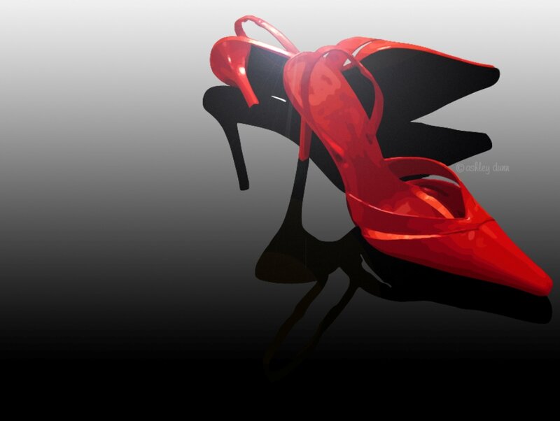 Red High-heeled Shoes — Dramatic, Digital Art